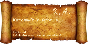 Kercsmár Ambrus névjegykártya